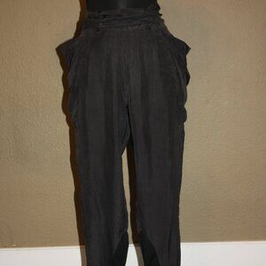 FREE PEOPLE LOOSE FIT HAREM BLACK SILK PANTS OVERSIZED POCKETS - PETITE SMALL 2
